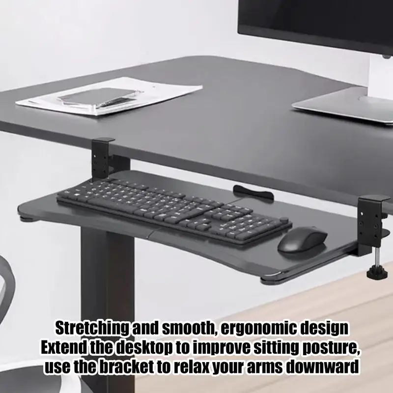 Underdesk Keyboard Drawer Under Desk Mounted Keyboard Holder Slide-Out Keyboard Drawer Keyboard Shelf Sliding Under Desk Mounted