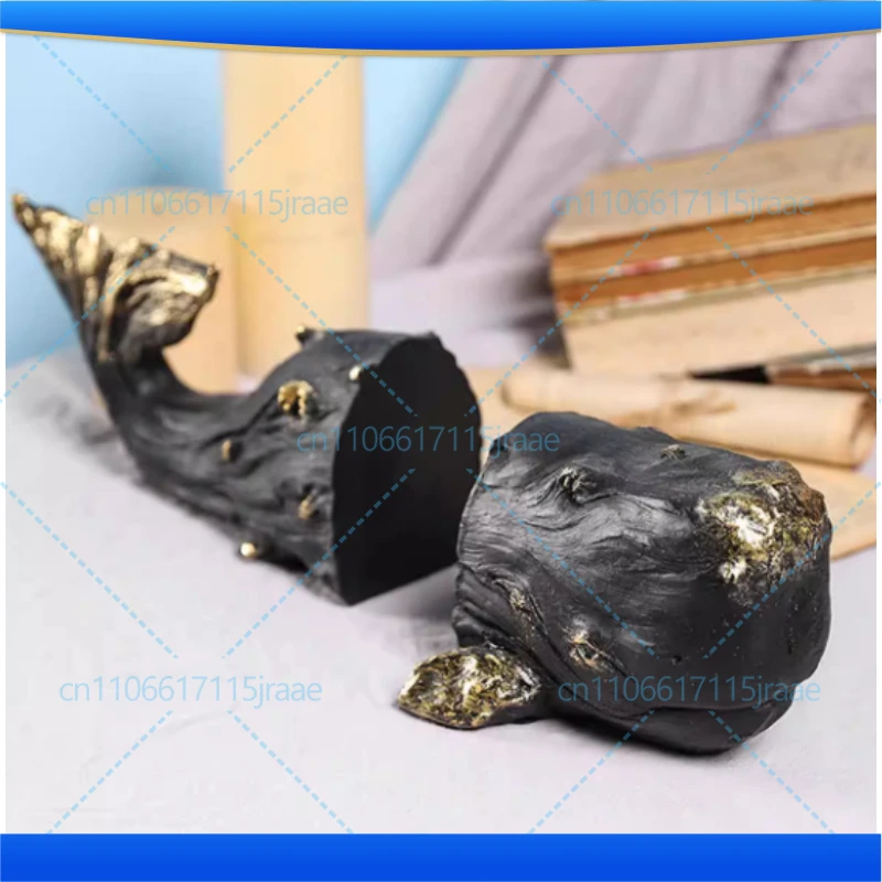 Gold Plated Whale Bookends Library Bookshelf Resin Crafts Ornaments Sculpture Desk Decoration Room Aesthetics Decor