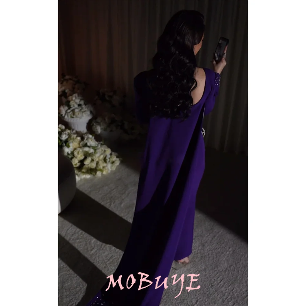 MOBUYE-Robe de Rhà col en V pour femme, manches longues, longueur rinçage, robe de soirée élégante, mode populaire, 2024