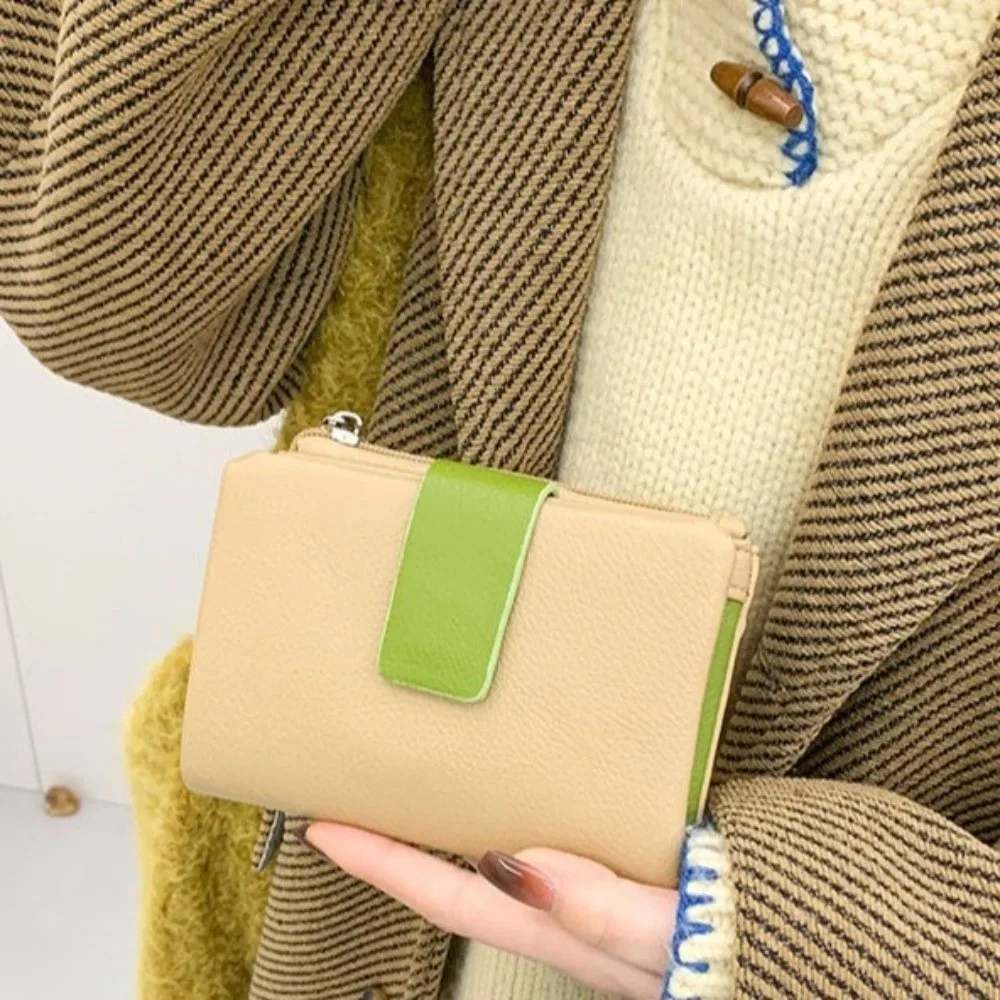 Casual Ultra Thin Two Fold Wallet Short Zipper Coin Pouch Japanese Multi-function PU Leather Card Holder Card Storage Bag