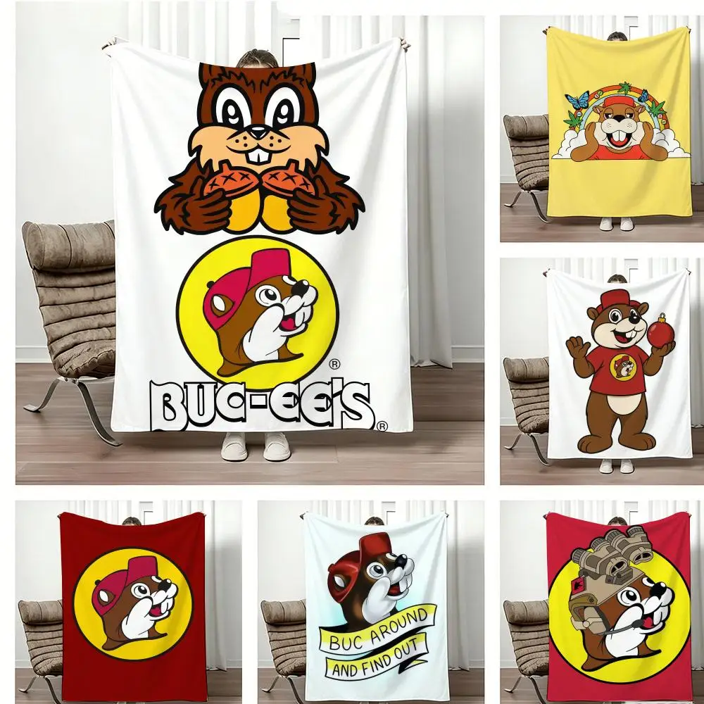 Western Texas B-Buc ee Beaver Throw Lightweight 240g Flannel Blanket Soft Skin-friendly for Summer Cooling