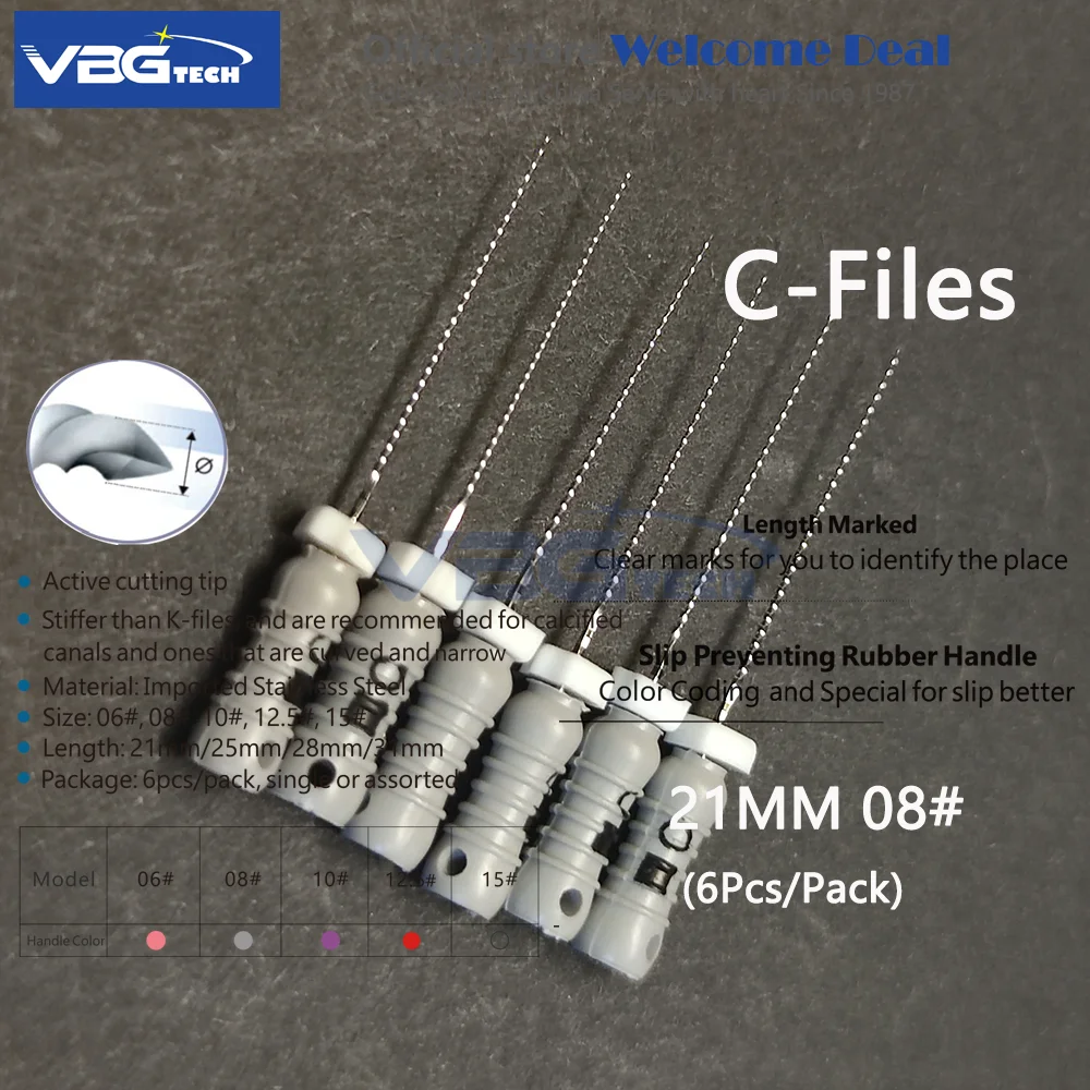 Dental C+ C-pilot File 25mm 6-10# 12.5#15# 8# Stainless Steel C+ Files 21mm Endodontic D Finder 6pc/pack Endodontic Instrument