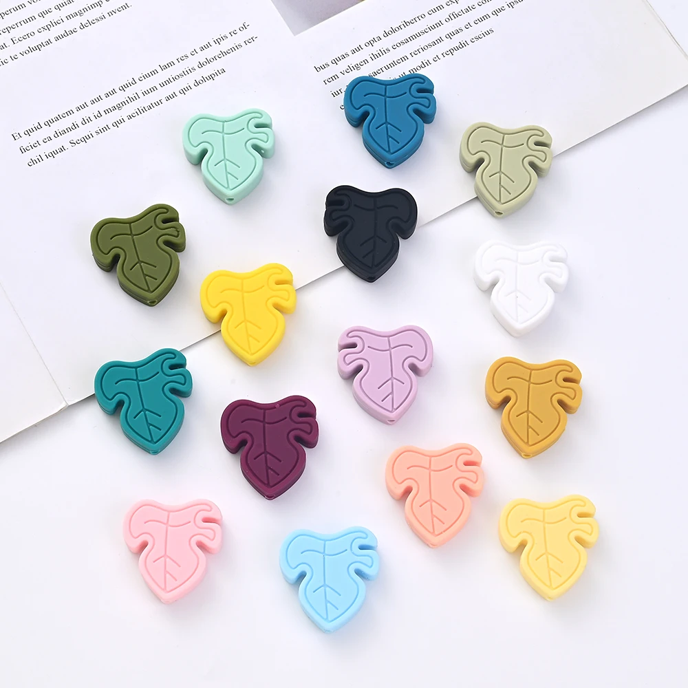 10Pcs Cartoon Colorful Leaf Silicone Beads Focal Beads DIY Accessories For Bracelet Keychain Necklace Keychain Jewelry Making