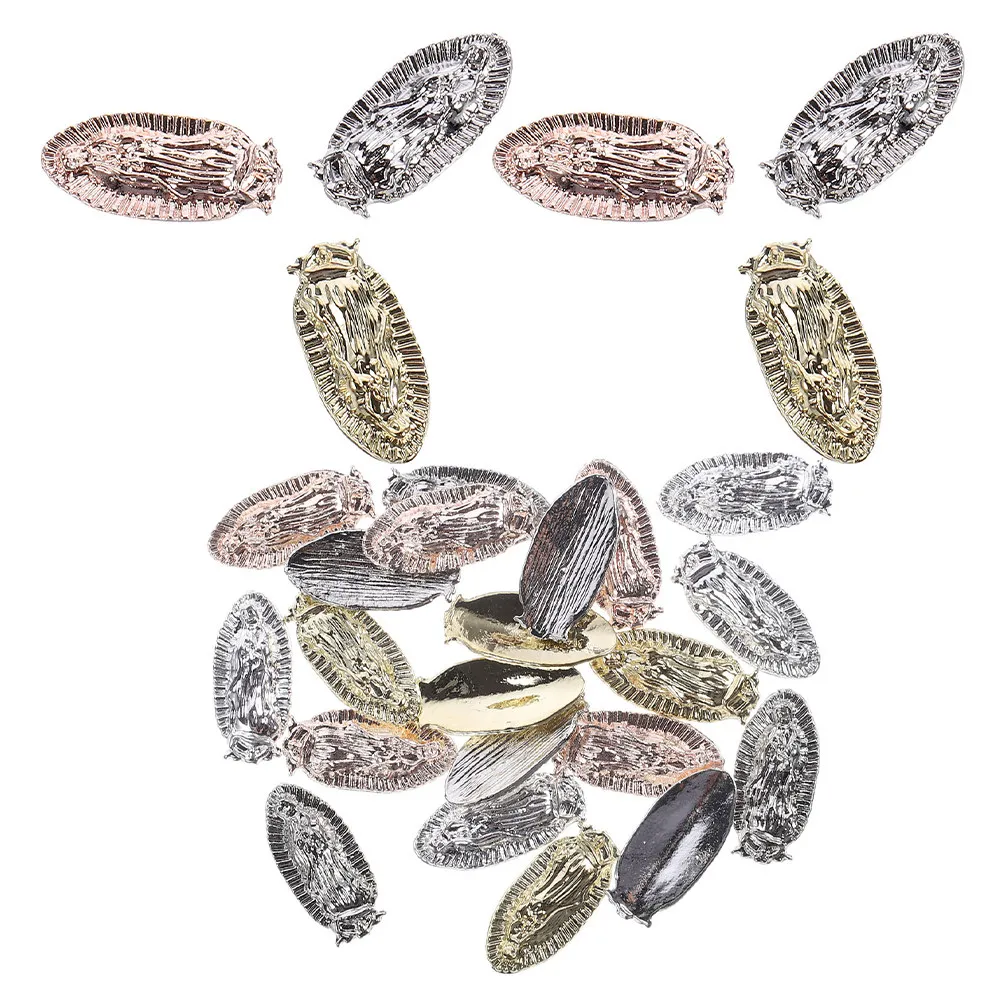 

40Pcs Embossed Nail Gems Virgin Mary Charms Kawaii Manicure Ornaments for Women Natural Or Acrylic Nails Stylish Nail