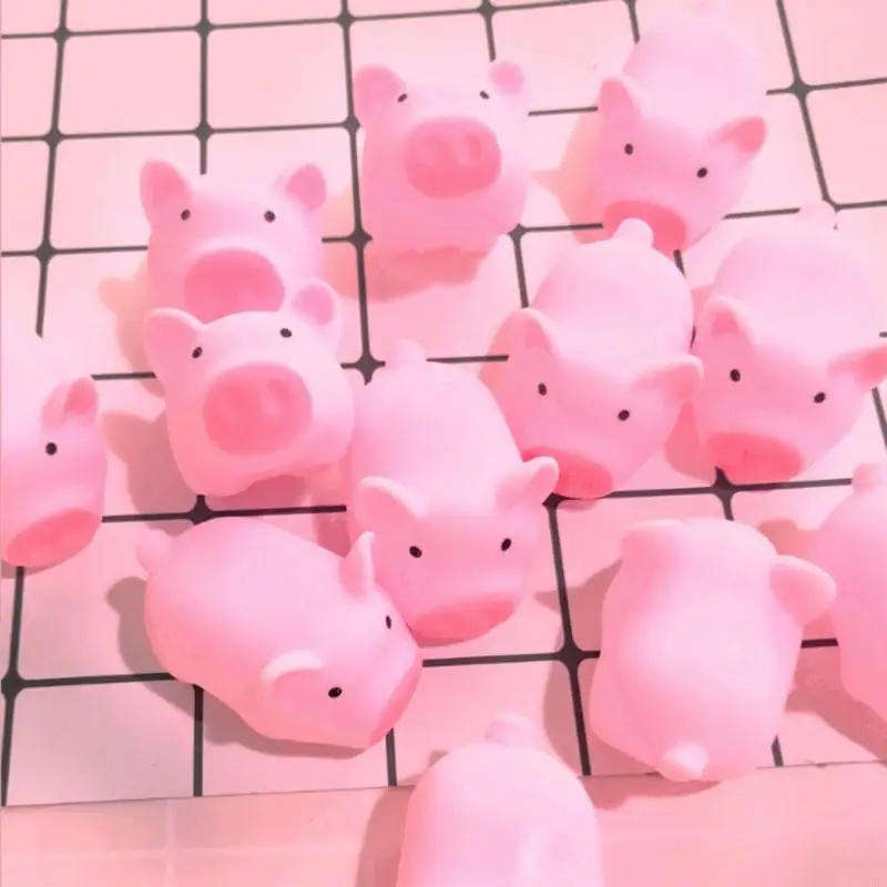 16FE 10pcs Pet Toy Pink Pig Squeeze Squeaky Interactive Games Funny Toy