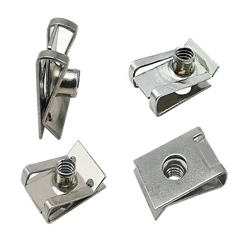 10pcs Stainless Steel U Type Clips M4 M5 M6 M8 8mm 5mm 6mm 4mm Reed Nuts for Car Motorcycle Scooter ATV Moped