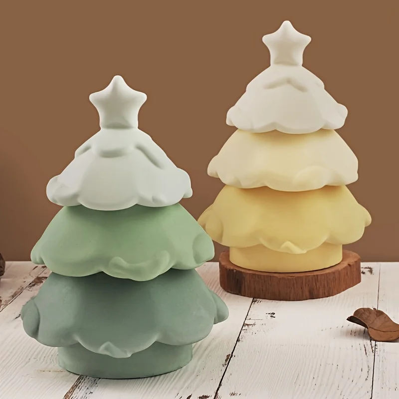 Silikon-Weihnachtsbaumform, 3-stöckig, geeignet für Kerzen, Harz, Zement und Gipsguss – Weihnachtsdekorationen, DIY-Bastelarbeiten