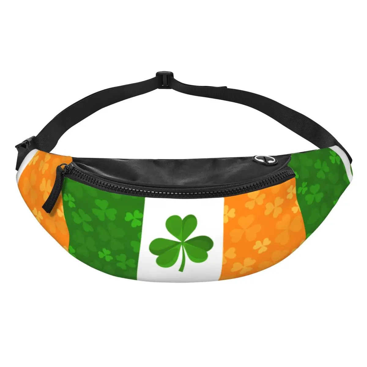 Irish Flag St Patrick's Day Shamrock Clover Leaf Fanny Pack for Men Women Crossbody Waist Bag Cycling Camping Phone Money Pouch