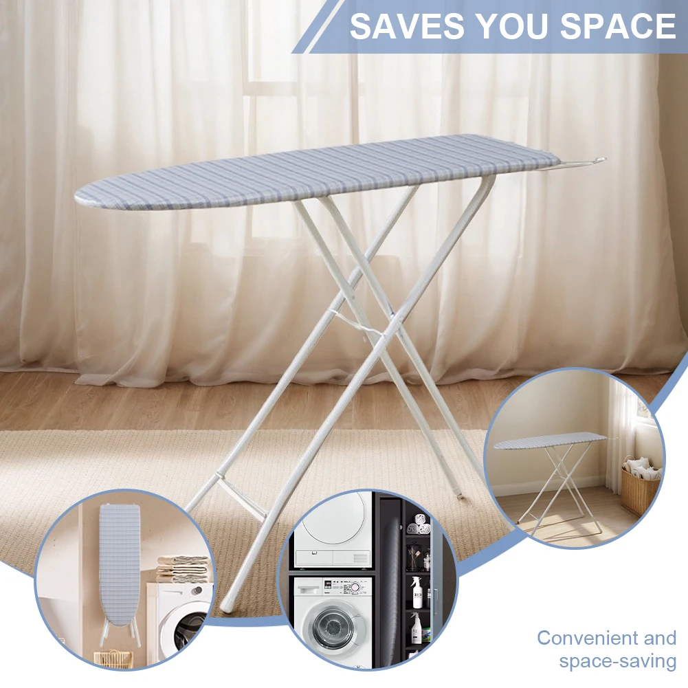 

Foldable Ironing Board with Heat Resistant Cover Adjustable Height for Home Laundry Room Use