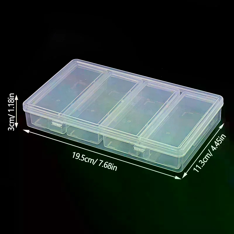 4 Grid Independent Storage Box Transparent Nail Art Tool Dustproof Storage Box False Eyelash Extension Pallet Organizer Box