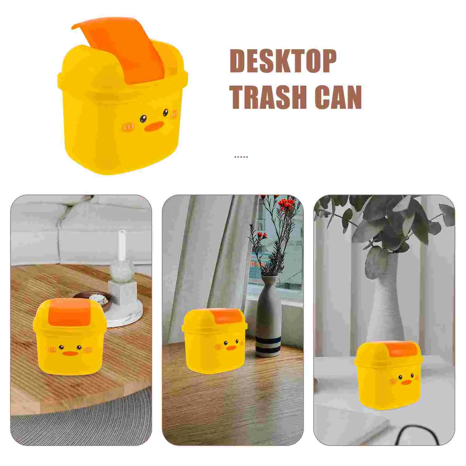 Little Yellow Duck Trash Can Car Bin Cute Desktop Garbage Mini Plastic Storage Container Table Waste Sundries Cans Buckets