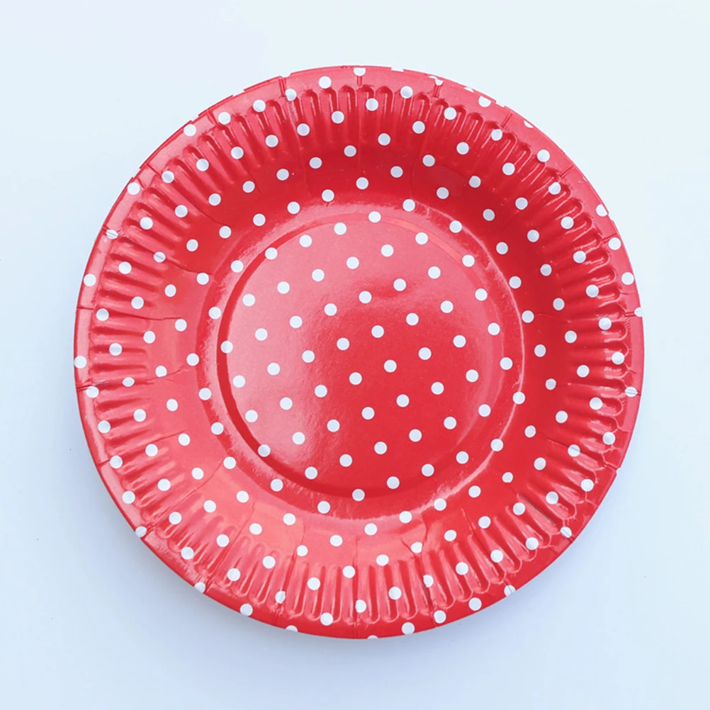 

20pcs Red 7 Inch Paper Disposable Party Plates for Birthday Baby Shower Celebration Decorative Tableware Safe Sturdy