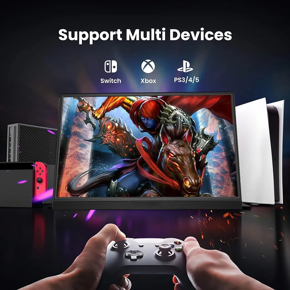 شاشة مزدوجة محمولة 15.6 بوصة/شاشة واحدة 1080P 16:9 ضوء أزرق منخفض لـ XBox PS4/5 تبديل الهاتف الخليوي الكمبيوتر المحمول تمديد