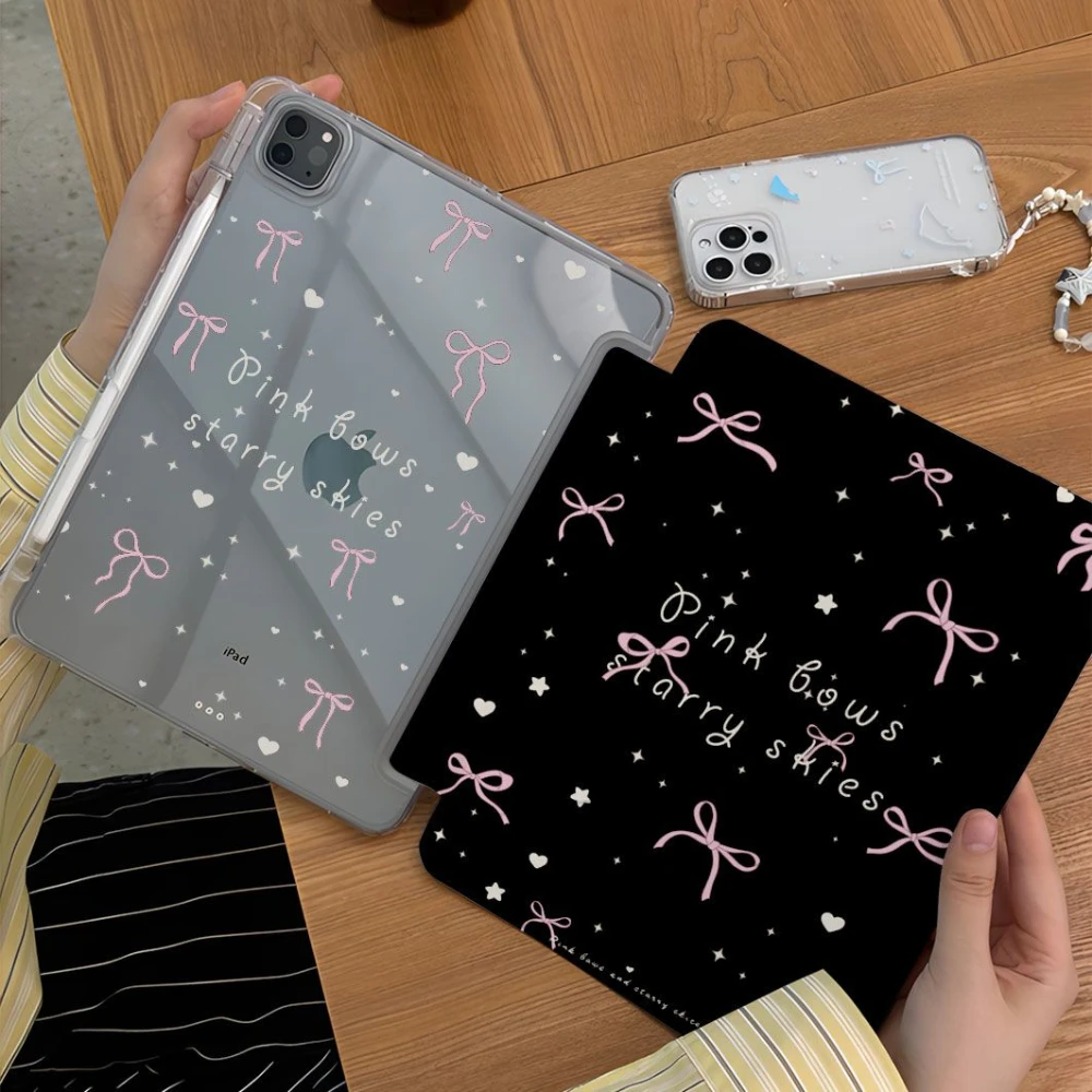 

Ins Bow Love English Black Tablet Case For iPad Pro 11 12.9 13 M2 M4 M3 M5 Shell 8.3 9.7 10.2 5/6/7/8/9/10/11th Air 4 5 6 Cover
