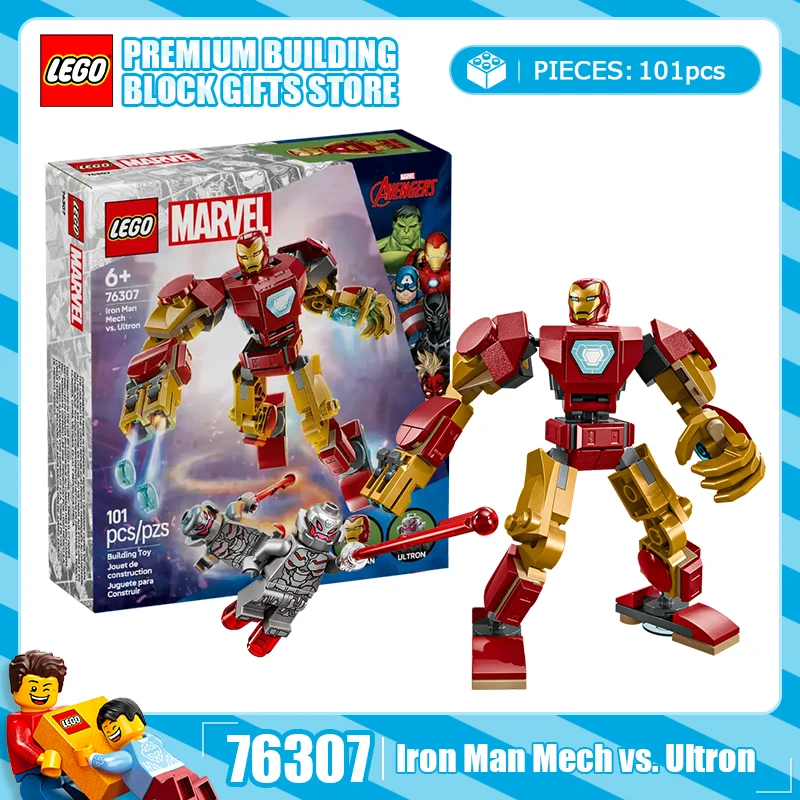

Lego Marvel Series 76307 76309 76311 Железный человек Мех Военный Ультрон Пазл для мальчиков Сборка Строительные блоки Игрушка в подарок