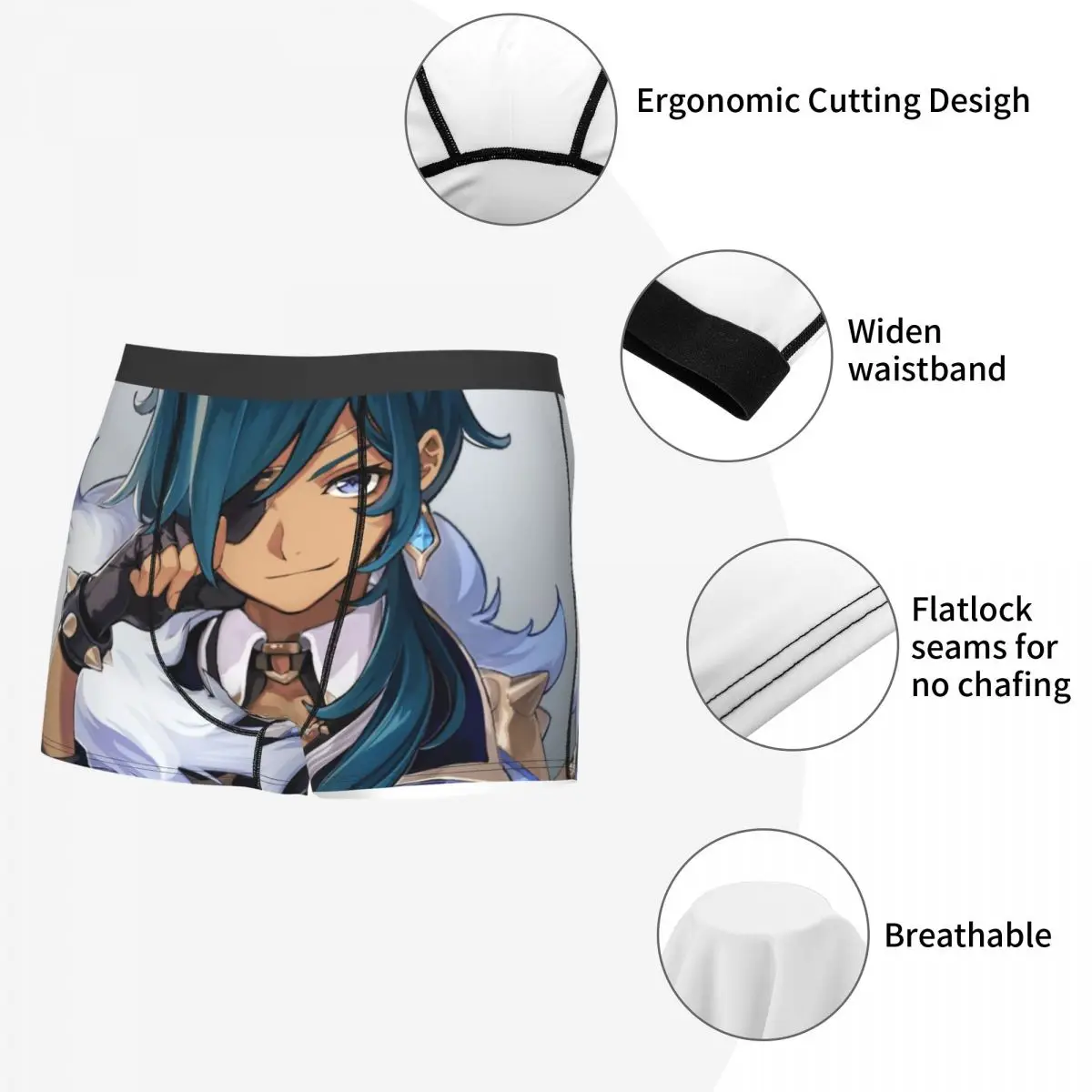 Custom Male Cool Kaeya Genshin Impact Underwear Anime Game Boxer Briefs Soft Shorts Panties Underpants