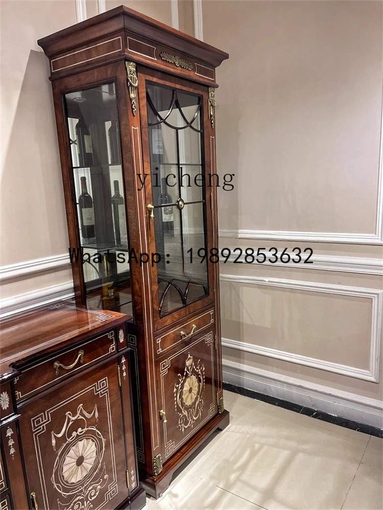 European Style Peach Core Solid Wood Single Door Wine Cabinet Furniture Decoration Storage Cabinet