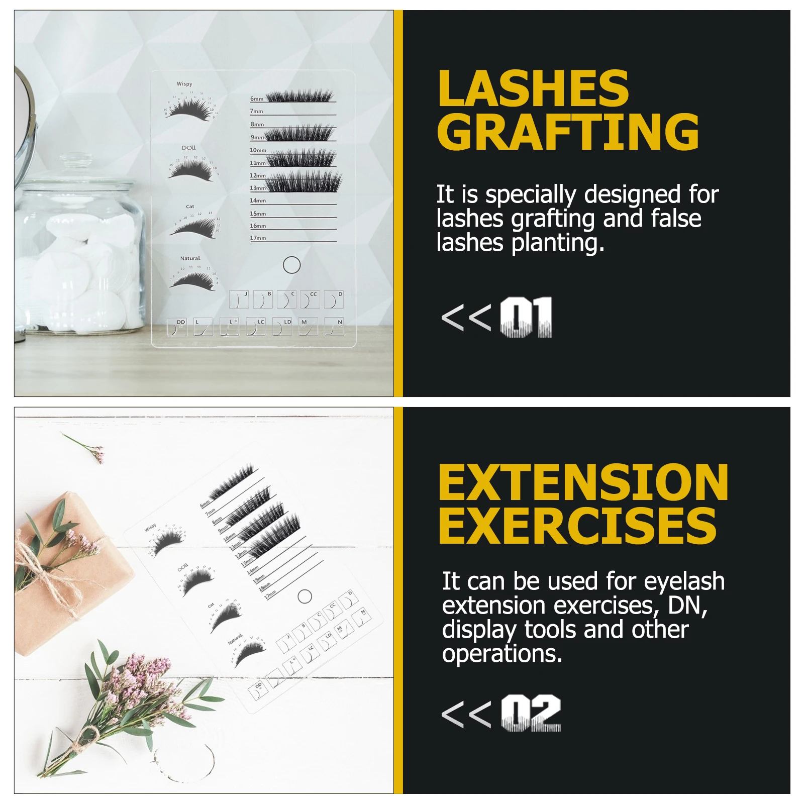 

Eyelash Display Board Supplies Tech Acrylic Trays for Extensions Pallet Holder Tool Tools Plate Fake Eyelashes