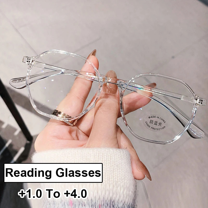 

New Reading Glasses Women Fashion Hyperopia Eyewear Diopter +1.0 To +4.0 Fashion Square Frame Finished Far Sight Eyeglasses