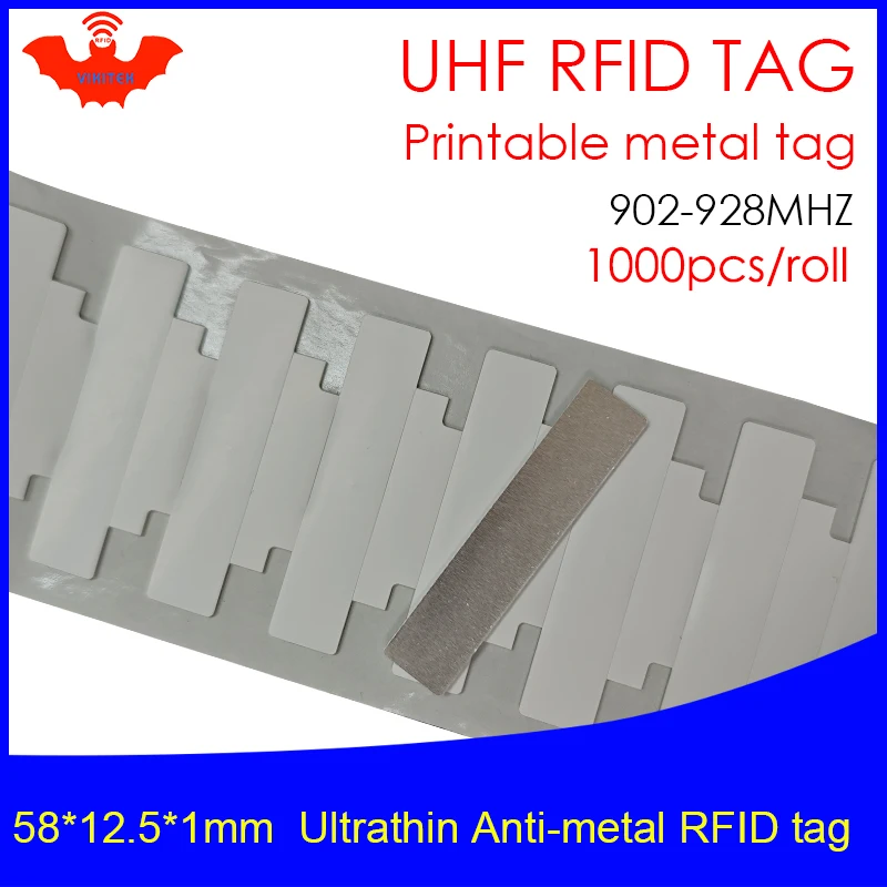 

Ультратонкая антиметаллическая Бирка UHF RFID 915 м 868 м 58*12,5*1 мм EPC 6C 1000 шт. Бесплатная доставка небольшие печатные пассивные бирки