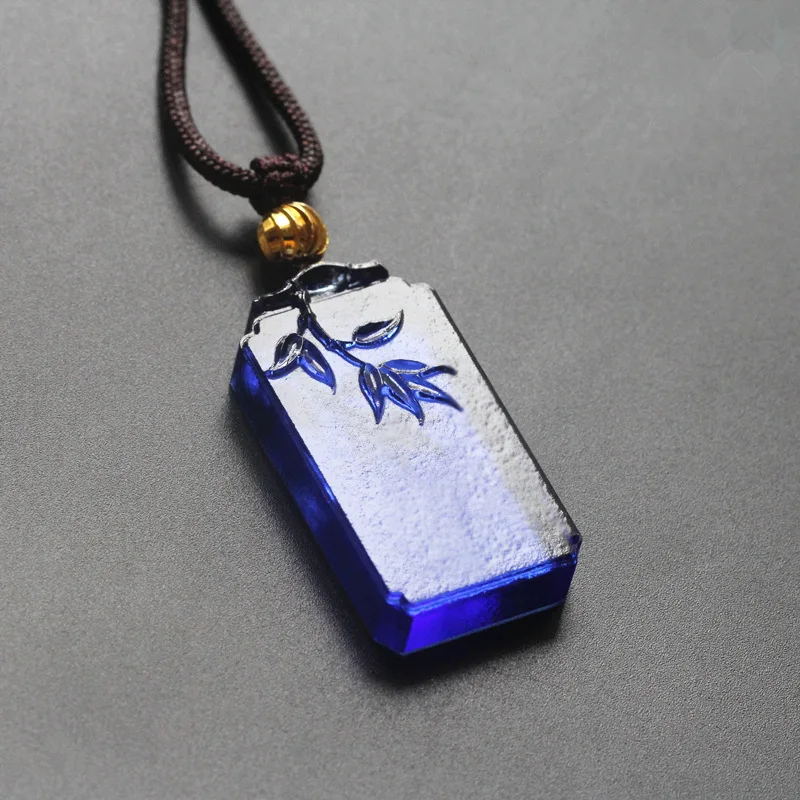 Chinese Style Lucky Ancient Glaze Plum Orchid Bamboo Chrysanthemum Pendant 108 Beads Chain Sweater Necklace Blessing Amulet Jewe