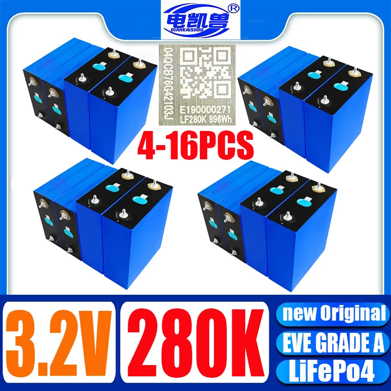 

New 3.2V 320Ah 280AH 105AH DIY 12V 24V 48V 3C RV Lifepo4 Rechargeable Battery Lithium Iron Phosphate Solar Rechargeable Battery