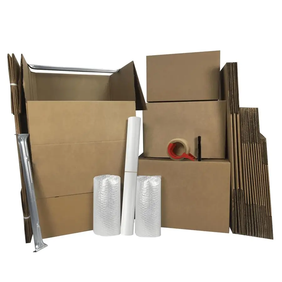

Moving Boxes Kit , Small, Medium, Large amp Shorty Wardrobe Boxes, Packing Paper, Tape, Dispenser, Bubble Roll amp 1 Marker, Apa