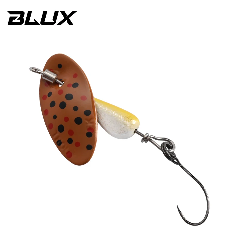 BLUX AR-S Rotierender Spinner-Metallköder, 2,1 g/3,5 g, Einzelhaken, künstlicher Köder, Kupferklinge, Löffel, Bachbereich, Forellen-Angelköder