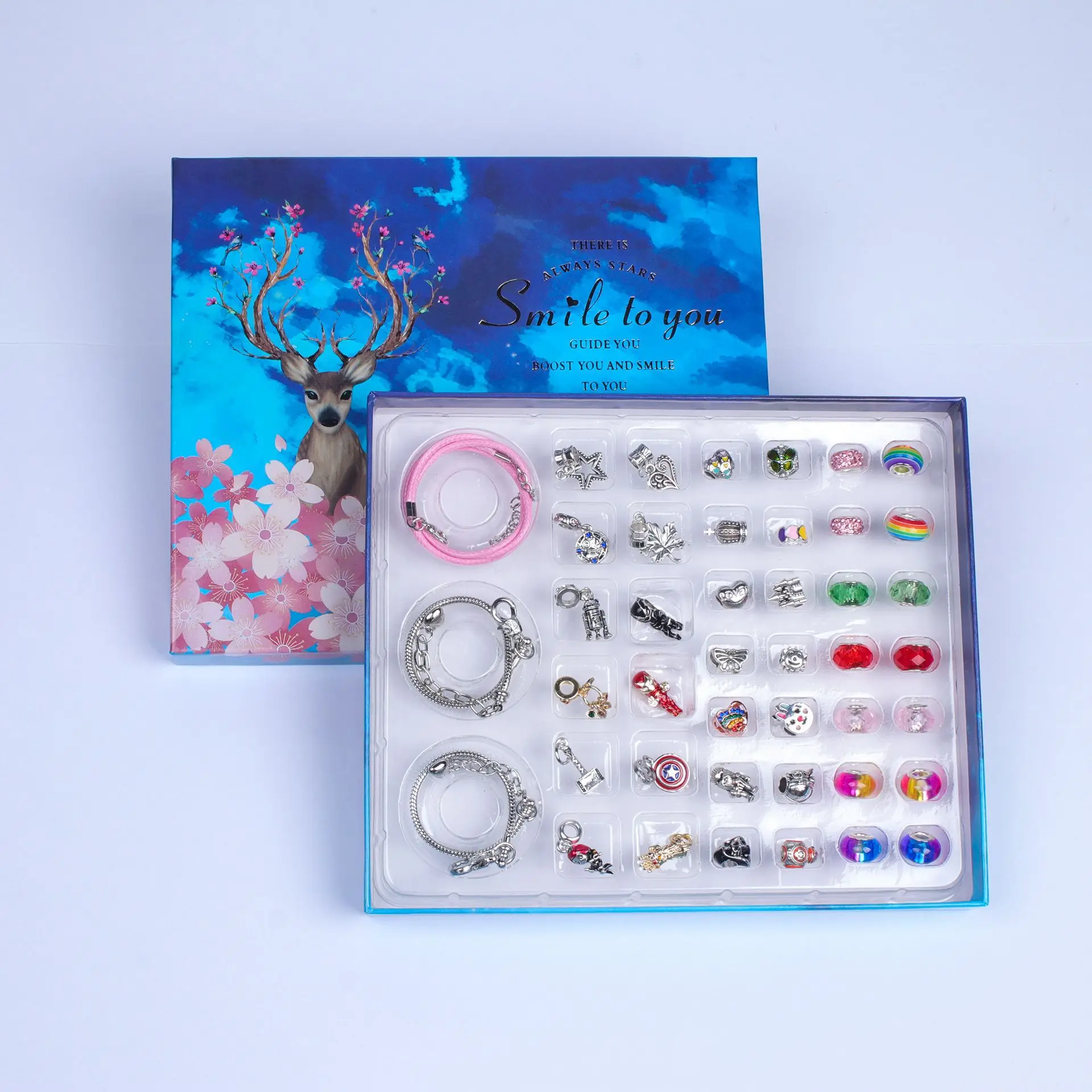 New sika deer colorful crystal set diy aesthetic animation series series creative bracelet exquisite gift box