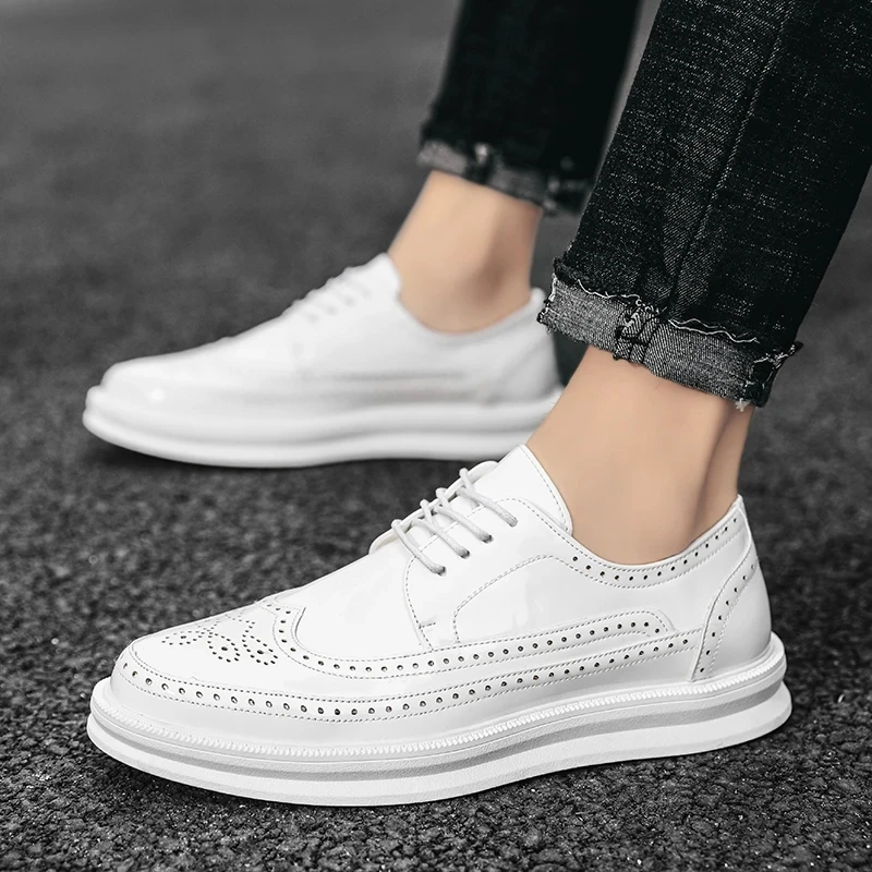 

White Men Dress Shoes Leather Business Casual Shoes Brand Man Wedding Office Oxfords For Male Comfortable Walking Footwear 38-45