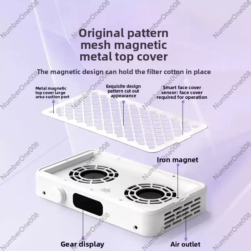 High Power Double Turbine Manicure Vacuum Cleaner, Brushless Nail Dust Collector for Salon