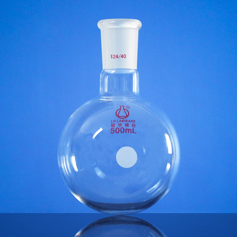 LH LABWARE Single necked round bottom flask, Capacity 500mL/1000mL/2000mL, Borosilicate glass, LH-01