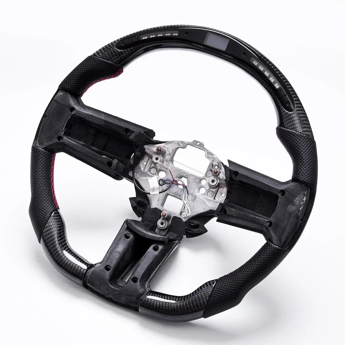 Real Carbon Fiber LED Steering Wheel Compatible with Ford Mustang 2012-2014, Sport Modified Steering Wheel