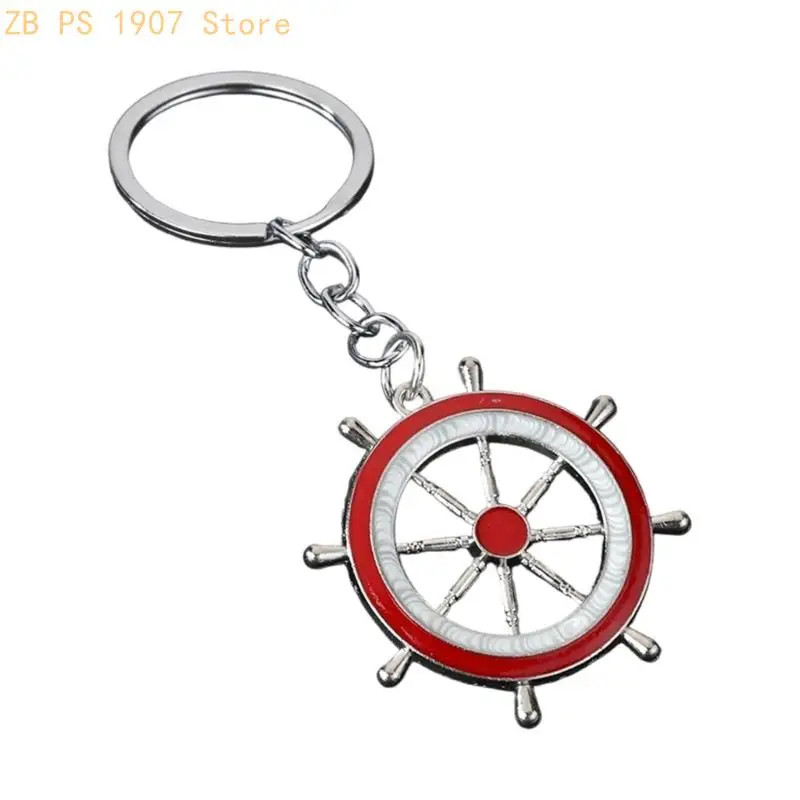 Elegant Marine Theme Keychain Zinc Alloy Material Anchors And Wheel Design Blue White Aesthetic For Decors 55KA