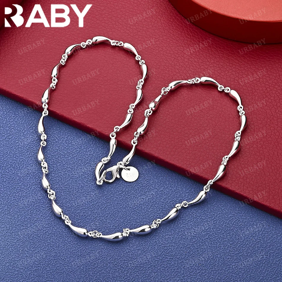 

URBABY 925 Sterling Silver Water Drop Chain Necklace For Men Fashion Jewelry Exquisite Party Engagement Wedding Gift