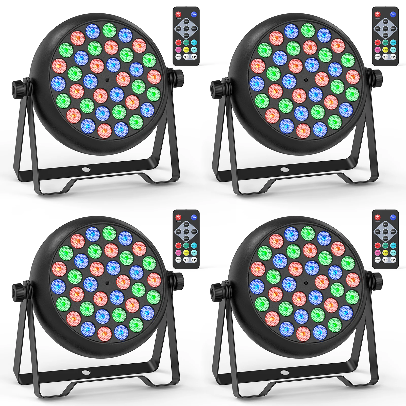 Yiflamefly 4Pcs/Set 15W Par Lights 36x0.5W RGB LEDs Stage Light DMX512 DJ Lights  For Disco Wedding Party Club Christmas