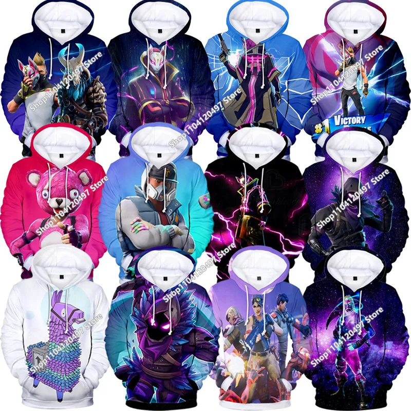 2025 ropa para niños Fortnite sudaderas con capucha otoño niños hombres sudaderas de dibujos animados ropa para niños