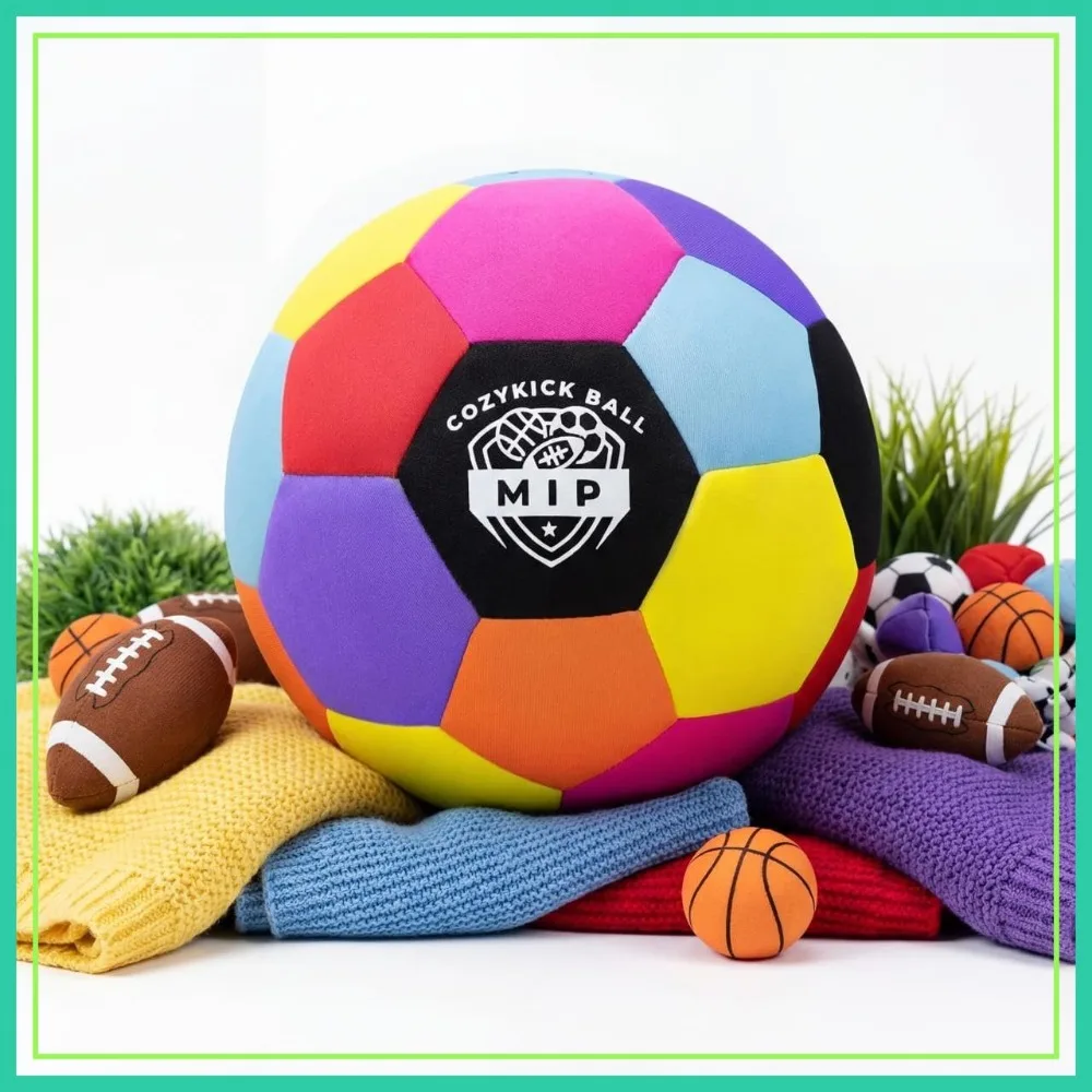 

Soft Indoor Soccer Ball Size 4 Foam Padded for Kids Youth High Grip Quiet Play CPC Certified