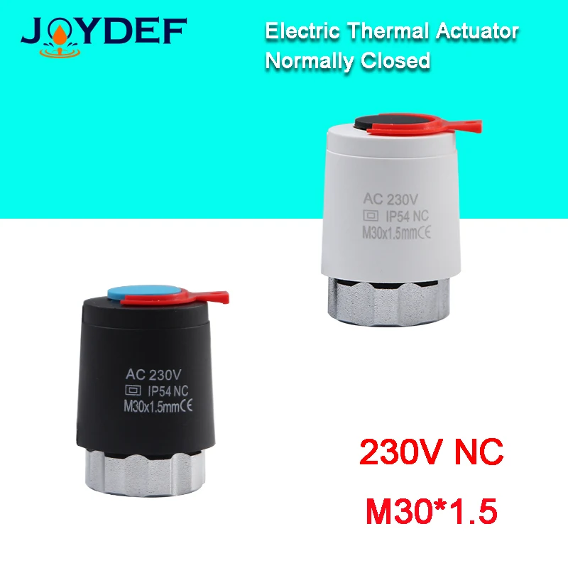 230V Normally Closed NO NC M30*1.5mm Electric Thermal Actuator for Underfloor Heating TRV Thermostatic Radiator Valve