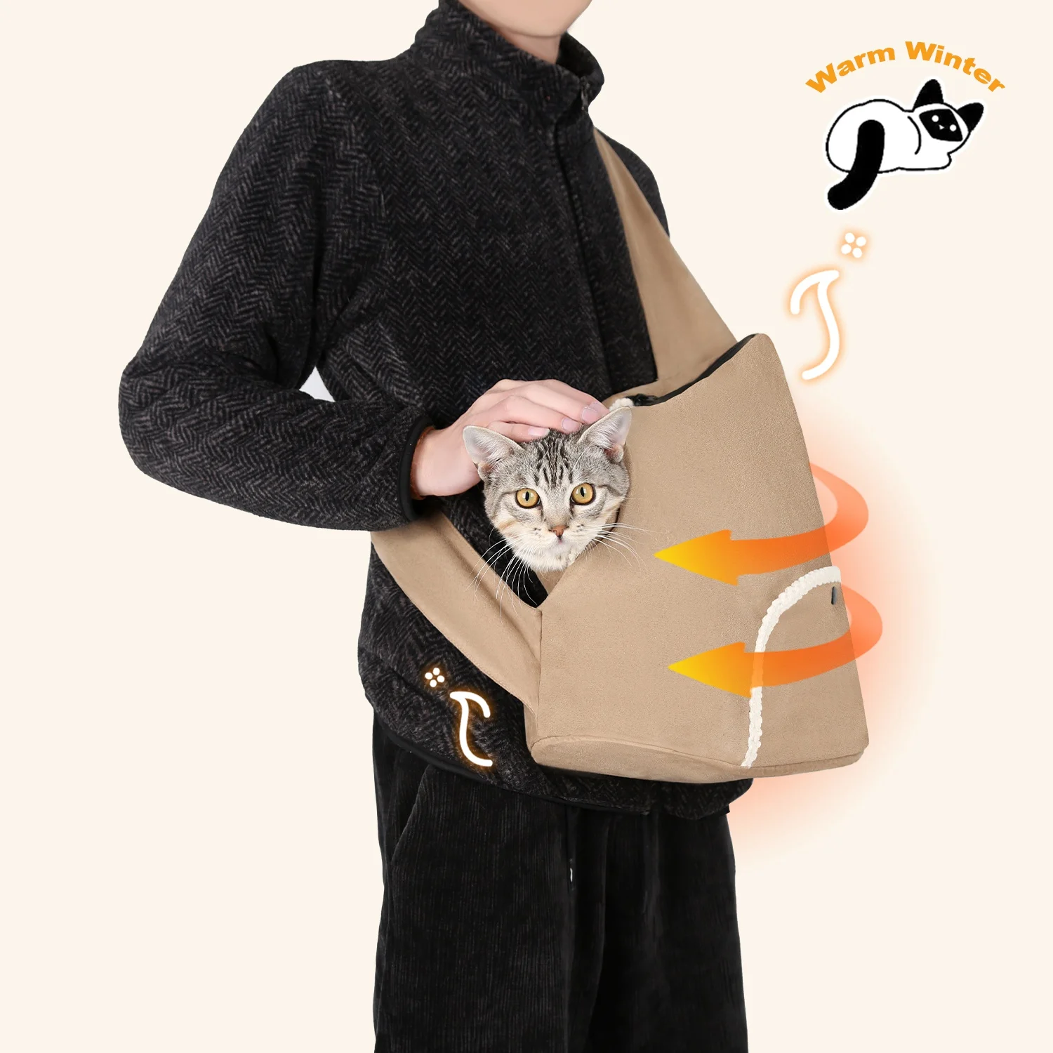 Plush Pet Cat Carrier Bag With 6kg Capacity,Winter Warm Portable Dog Travel Bag