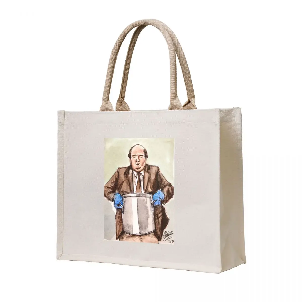 

The Office Sketch of Kevin Malone Spilling Famous Chili Recipe Funny Scene TV Show Fanartin Meme Watercolor Tote Bag