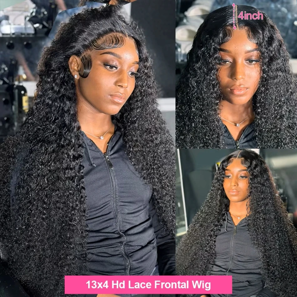 40 Inch Deep Wave 13x4 HD Transparent Lace Frontal 100% Human Hair Wigs 13x6 Lace Frontal Wigs 250 Density Curly Wigs For Women image 4