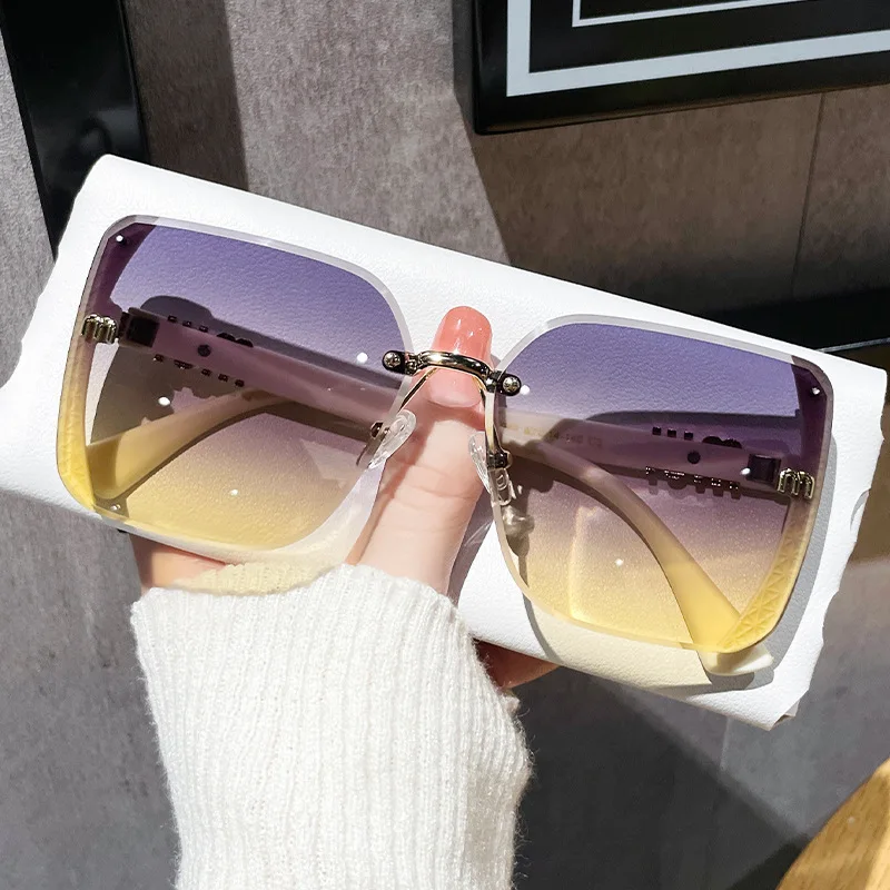 2024 new fashion trimmed sunglasses half frame high quality trend simple sunglasses for women with fine glitter(DS-1002)