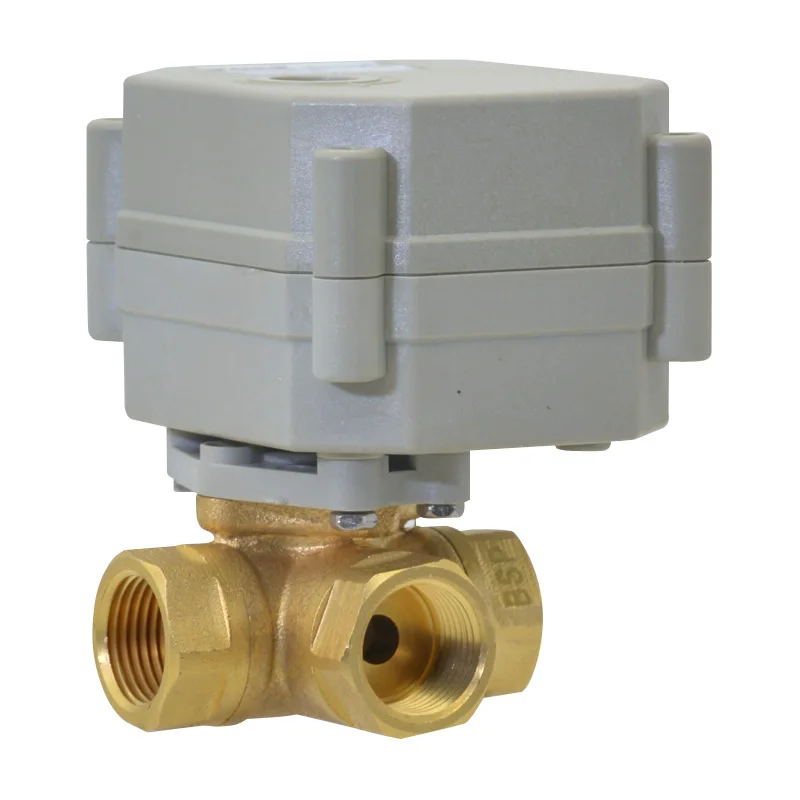 Dn32 1 1/4'' Dc12v Dc24v Mini Full Port NPT Threaded 3 WAY Brass Motorized Electric Water Control Actuator Ball Valve