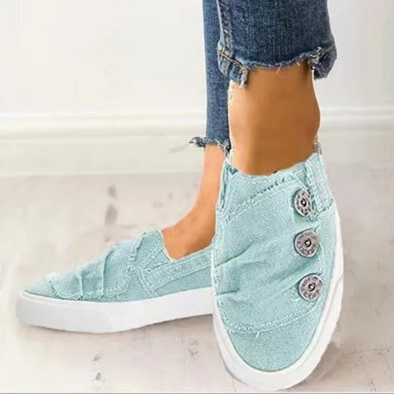 Zapatos de lona sin cordones para caminar para mujer, zapatillas bajas de moda para mujer, zapatillas informales ligeras para exteriores, Otoño, nuevo