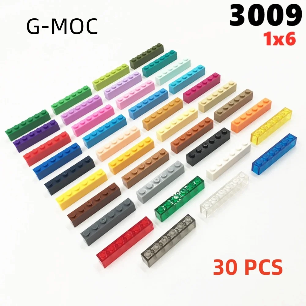 G-MOC 30Pcs/lot Buildings Blocks 3009 Brick 1 x 6 Compatible Particle Assembles DIY Educational Kids Toys