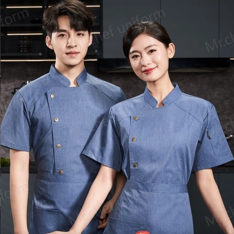 Loose Fit Chef Uniform Comfortable Chef Jacket for Kitchen Hotel Restaurant Catering Working Outfit Men Short Sleeve chef coat