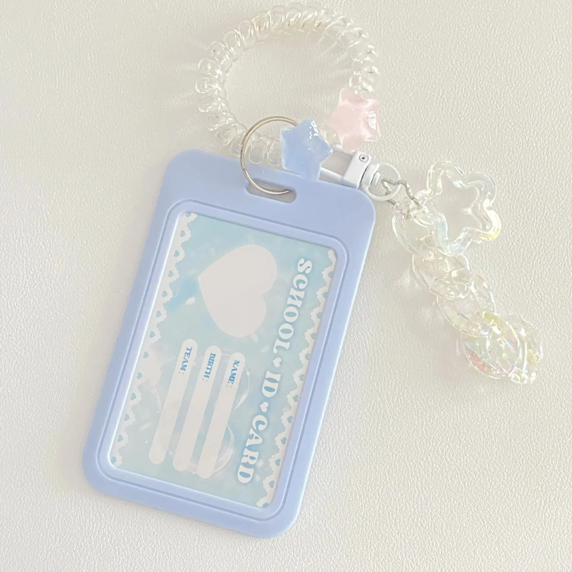 High-looking Glitter Powder Love Cloud Gradient Gu Card Keychain Bus Card Student ID Card Holder