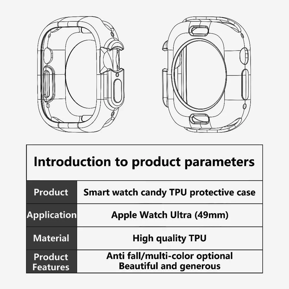 Candy Silicone Protective Frame Case for Apple Watch Ultra 49mm Splicing Dual Color TPU Armor Bumper Accessories Soft Cover