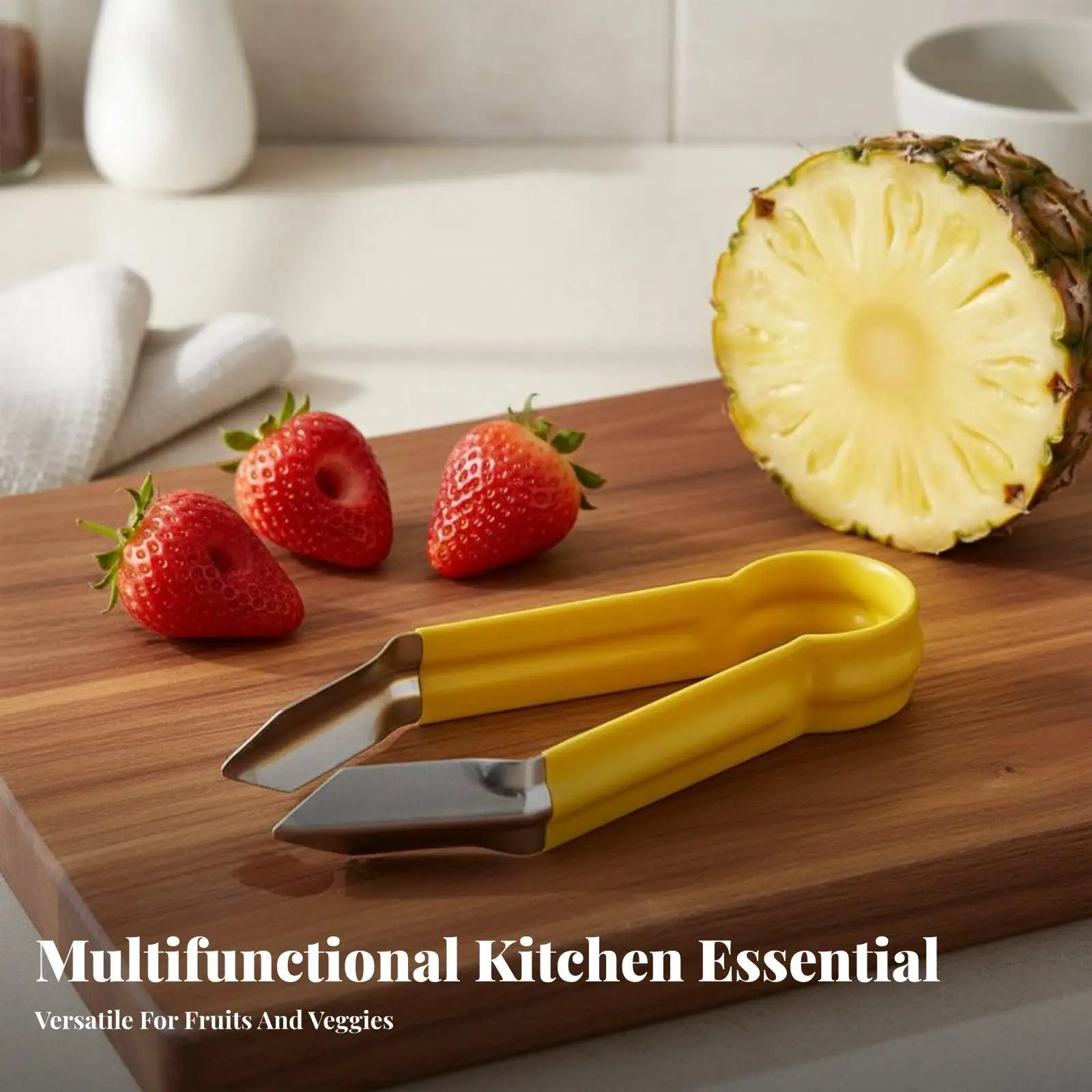 Multipurpose Stainless Steel Weeder Tool Pineapple Eye Extractor Strawberry Huller Kitchen Utensil for Fruit Veggie Prep Home